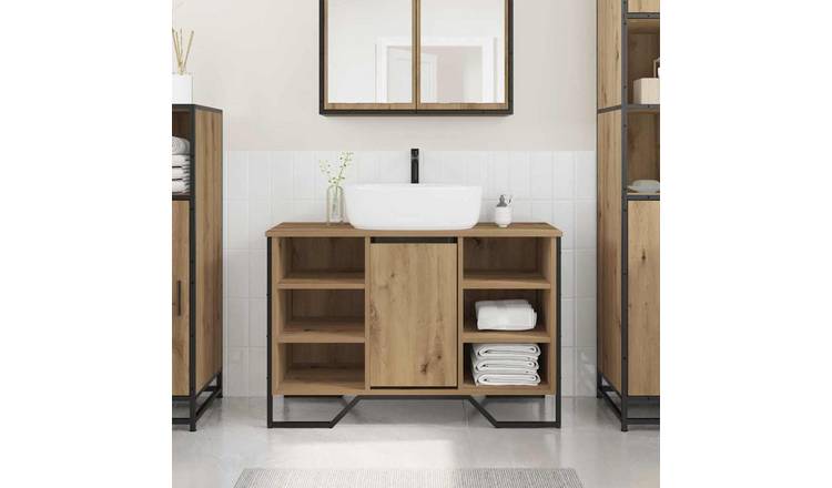 Walplus Engineered Wood Bathroom Sink Cabinet - Artisan Oak - 91 x 35 x 60 cm
