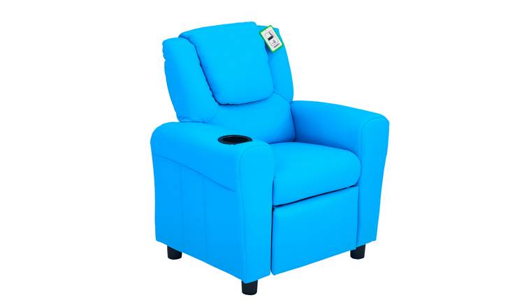 Homcom Kids PU Leather Adjustable Recliner Armchair With Footrest - Blue