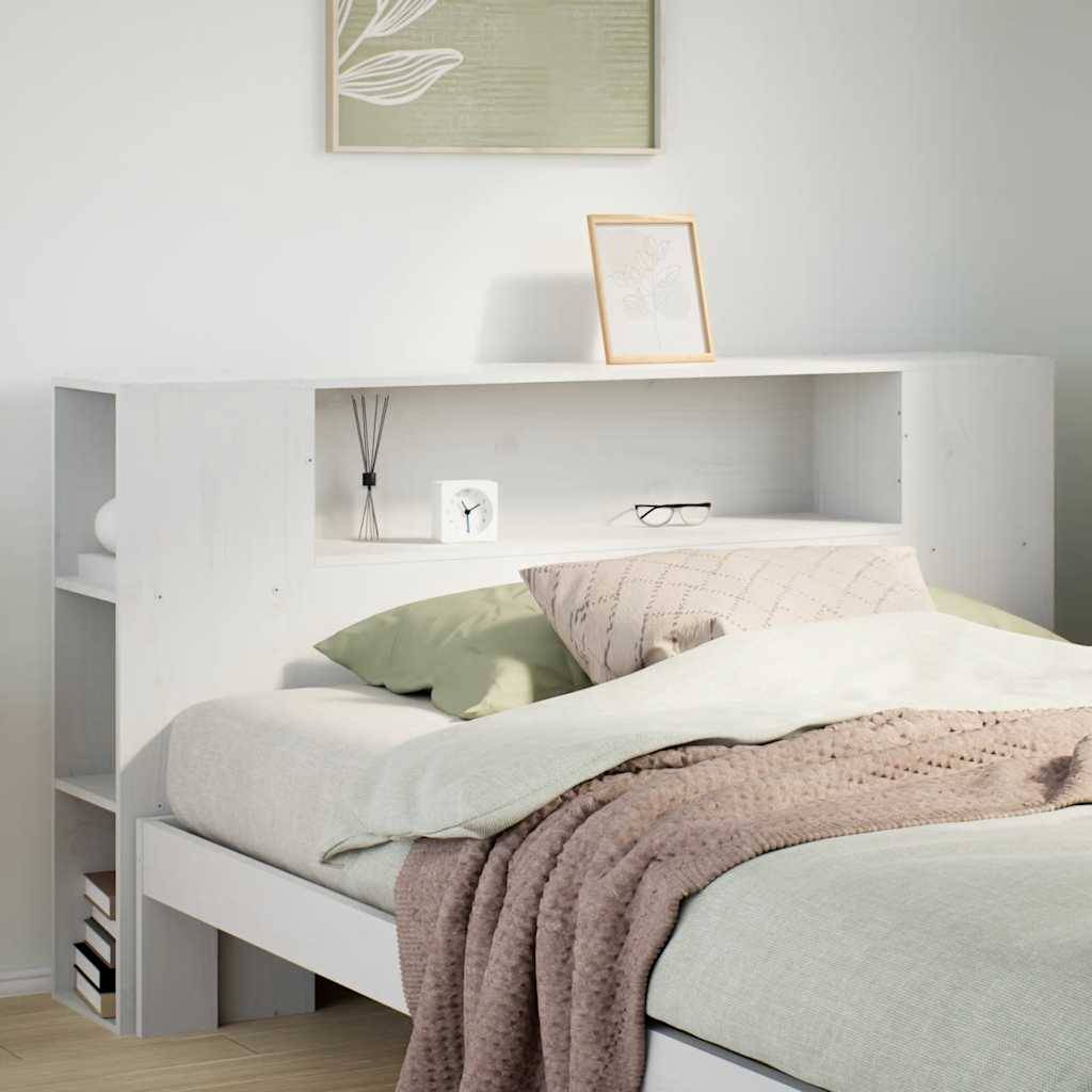 Walplus Pine Wood Headboard with Storage - White - 156 x 24 x 82 cm - Image 1