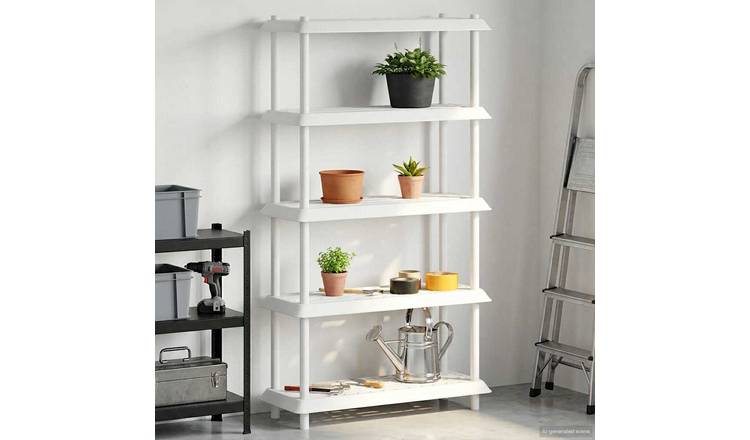 Walplus 5 Tier Shelving Unit - White - 100 x 40 x 177 cm