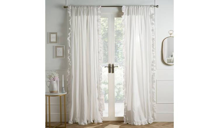 OHS Frill Voile Curtains 140 x 224cm - White