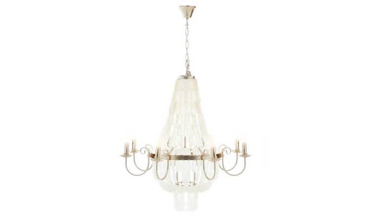 Orsina Elena 8 Bulb Seashell Chandelier - Silver And White