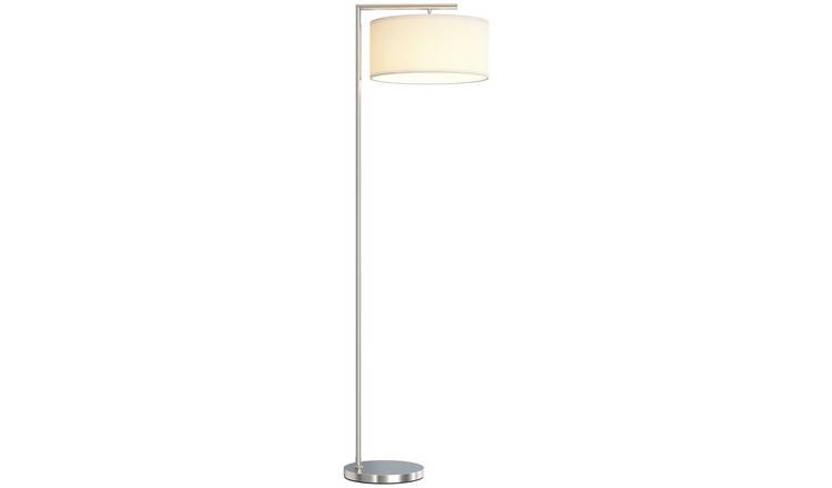 HOMCOM Modern Floor Lamp with Linen Lampshade and Round Base - Silver