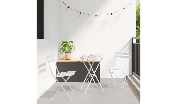 Walplus 3 Piece Steel Folding Bistro Set - White - 50 x 50 x 71 cm