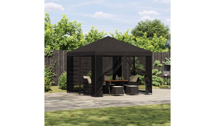 Walplus 3 x 3 m Garden Gazebo with Sidewalls - Anthracite