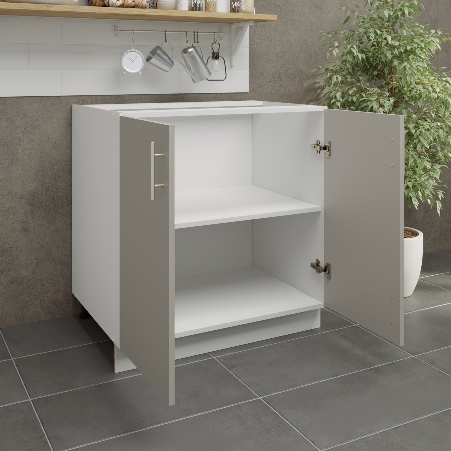 JD Greta 800mm Adjustable Leg Base Cabinet with 2 Doors - Cashmere Matt - Image 2