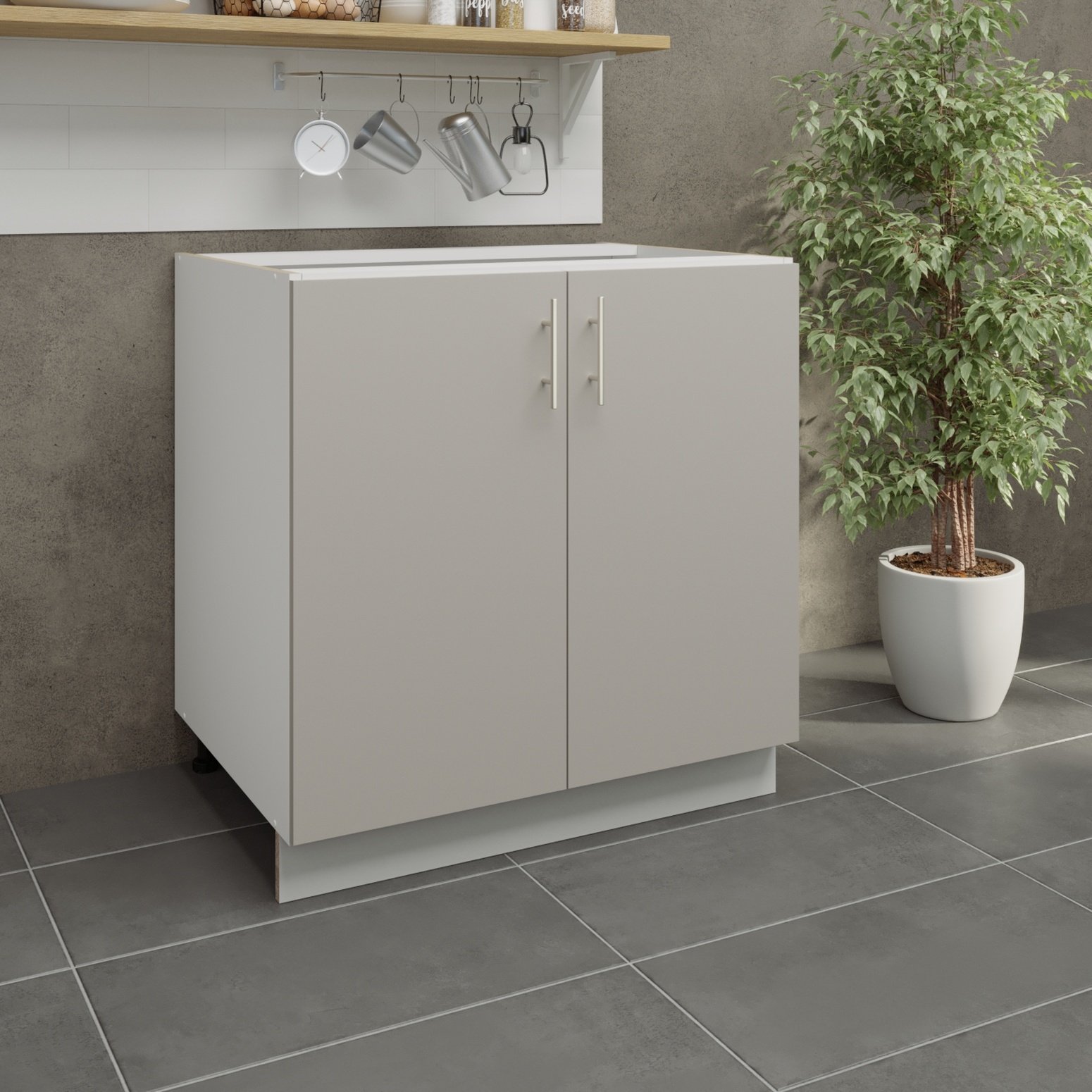 JD Greta 800mm Adjustable Leg Base Cabinet with 2 Doors - Cashmere Matt - Image 3