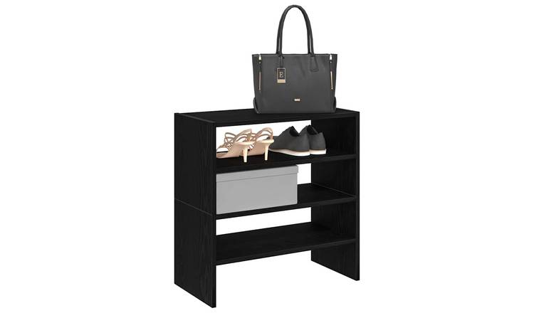 Walplus Pack of 2 Engineered Wood Shoe Rack - Black Oak - 60 x 30 x 30.5 cm