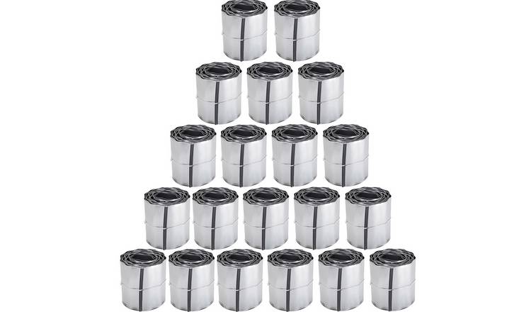 Primrose Galvanised Metal Corrugated Lawn Edge Border Edging Roll - Silver 100m