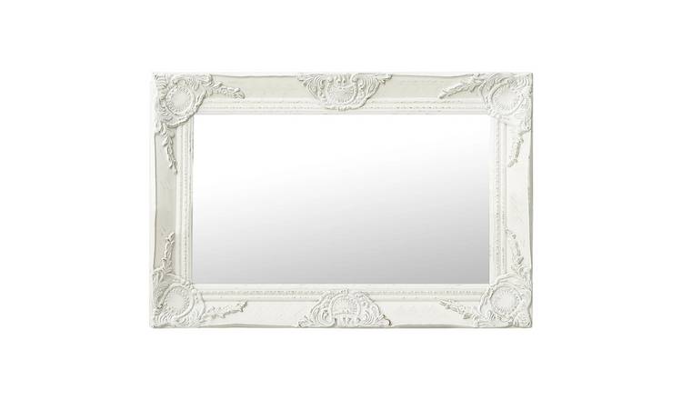 Walplus Baroque Wood Wall Mirror - White - 60 x 40 cm