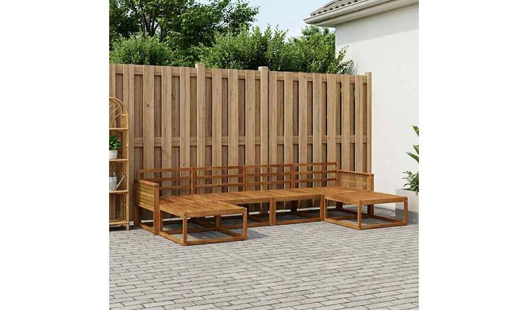 Walplus 6 Piece Solid Acacia Garden Lounge Set - Natural - 329 x 162.5 x 73 cm