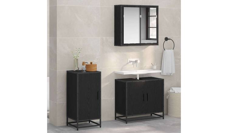 Walplus 1 Door Sideboard - Black Ash - 35.5 x 35 x 76 cm