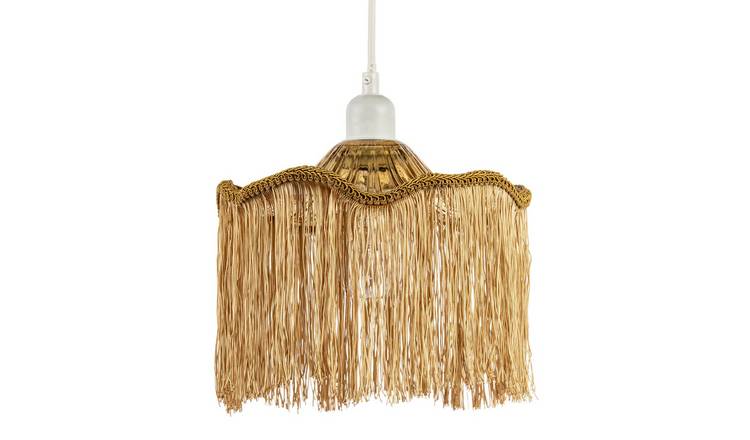 Happy Homewares Striking Gold Fringed Orange Glass Pendant Shade - 23cm
