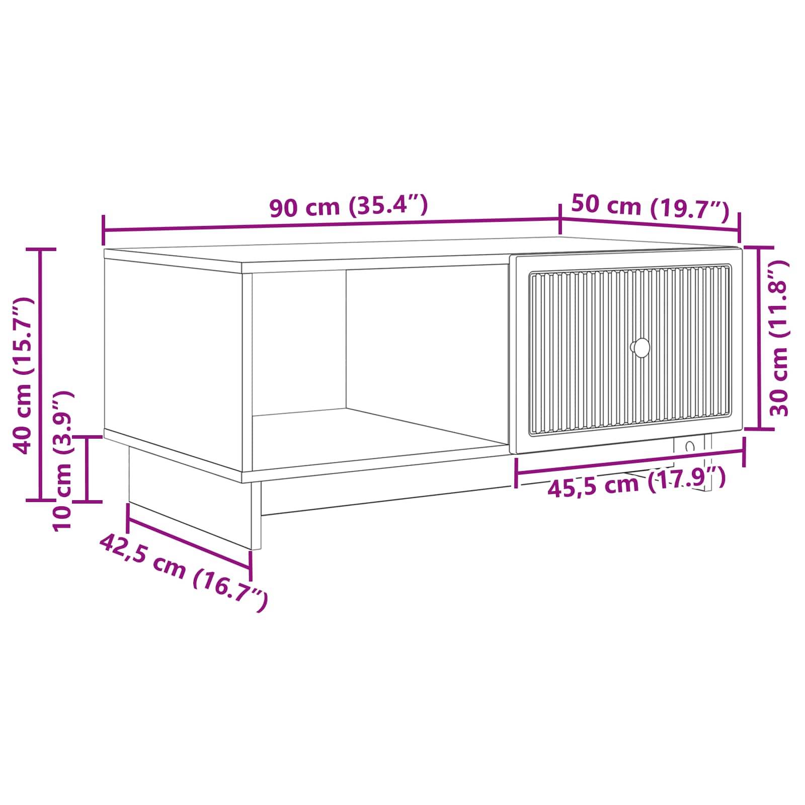 Walplus 2 Shelf Coffee Table - Sonoma Oak - 90 x 50 x 40 cm - Image 7