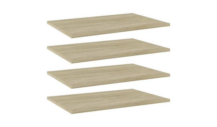 Walplus Pack of 4 Engineered Wood Bookshelf - Light Oak - 60 x 40 x 1.5 cm