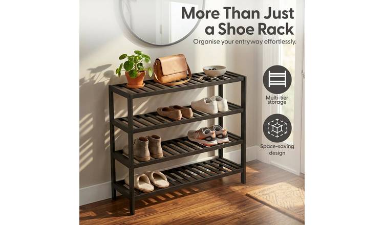 Keplin 4 Tier Bamboo Shoe Rack - Black