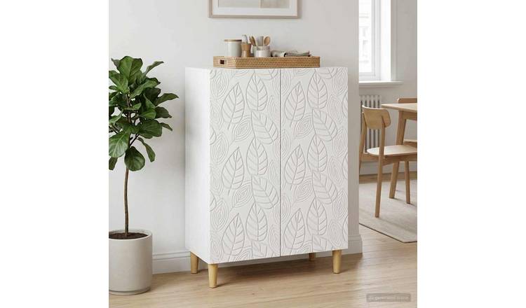 Walplus 2 Door Engineered Wood Sideboard 2 Shelf - White - 66 x 34.5 x 90 cm