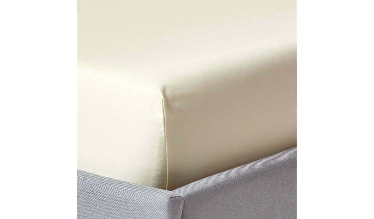 Homescapes Egyptian Cotton Cream Sateen Fitted Sheet - Single