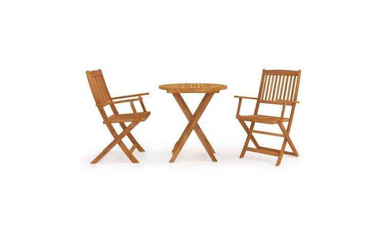 Walplus Solid Acacia Wood Folding Garden Dining Set - Natural - 70 cm