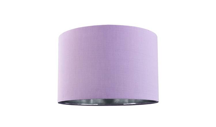 Happy Homewares Lilac Cotton with Shiny Silver Inner Lampshade - 25cm