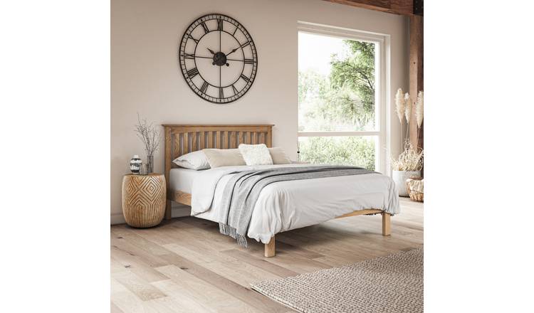 Slumberworks Dunkeld Solid Wooden Double Bed Frame with Mattress – Oak