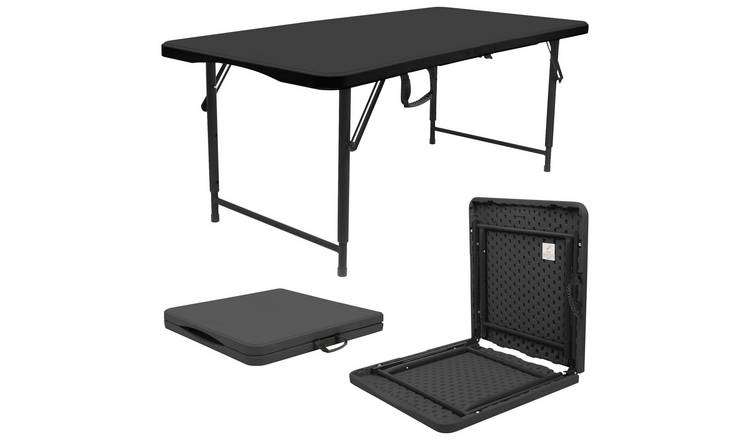 Harbour Housewares Height Adjustable Folding Trestle Table - Black