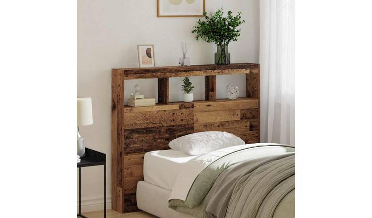 Walplus Engineered Wood Headboard - Dark Wood - 120 x 17 x 102 cm