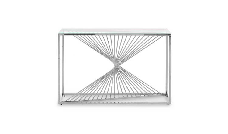 Orsina Amella Glass Console Table – Clear & Silver