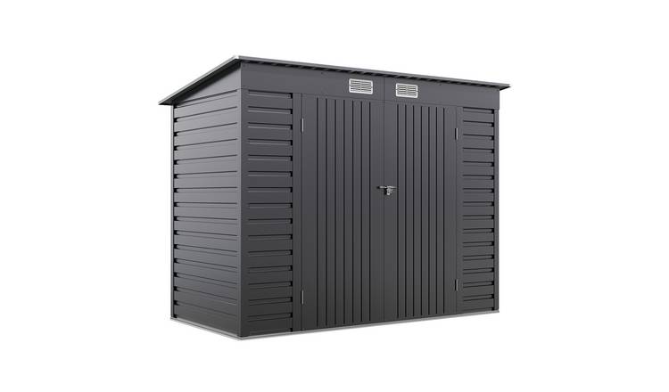 Living and Home Galvanized Steel Storage Shed - 4x8ft - Grey