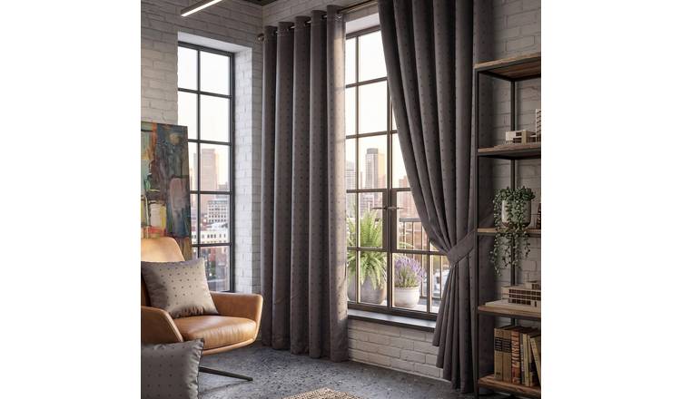 Luxury Living Adi Lined Eyelet Curtains 229cm x 183cm - Charcoal