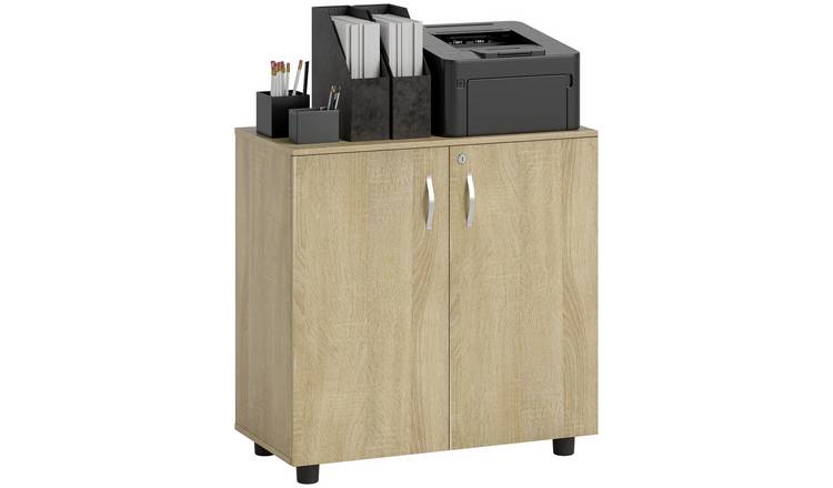 Vinsetto 2 Door Lockable Office Storage Cabinet - Oak