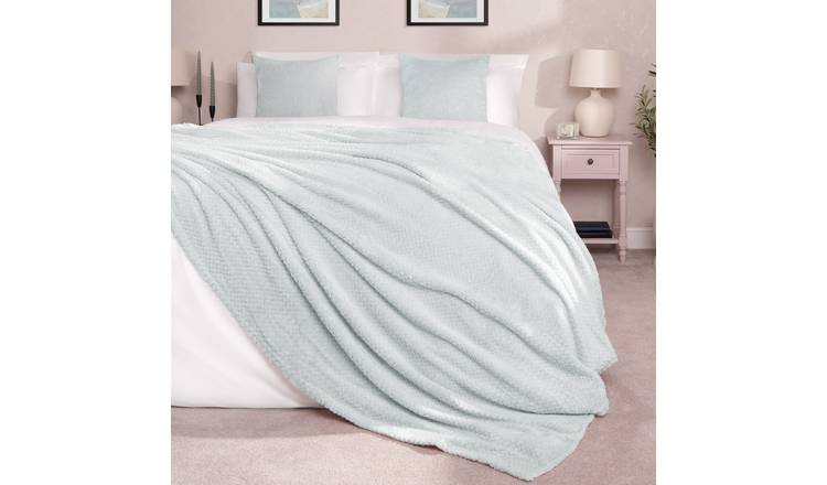 OHS Waffle Blanket Throw 200 x 240cm - Duck Egg