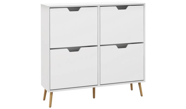 HOMCOM 4 Flip Drawers Shoe Cabinet - White