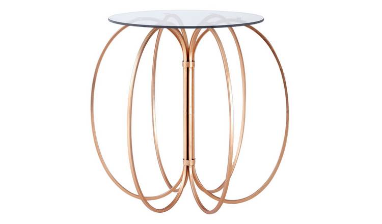 Orsina Lexa Round Glass Side Table - Gold