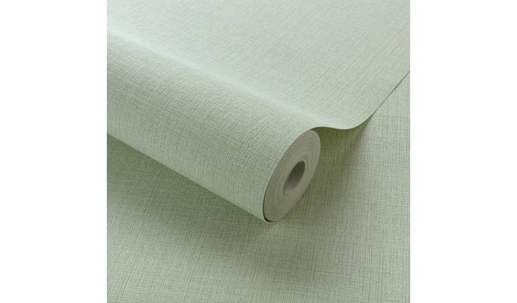 Grandeco Linen Textured Plain Wallpaper - Sage Green