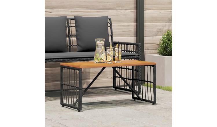 Walplus Poly Rattan Outdoor Table - Black - 80 x 40 x 40 cm