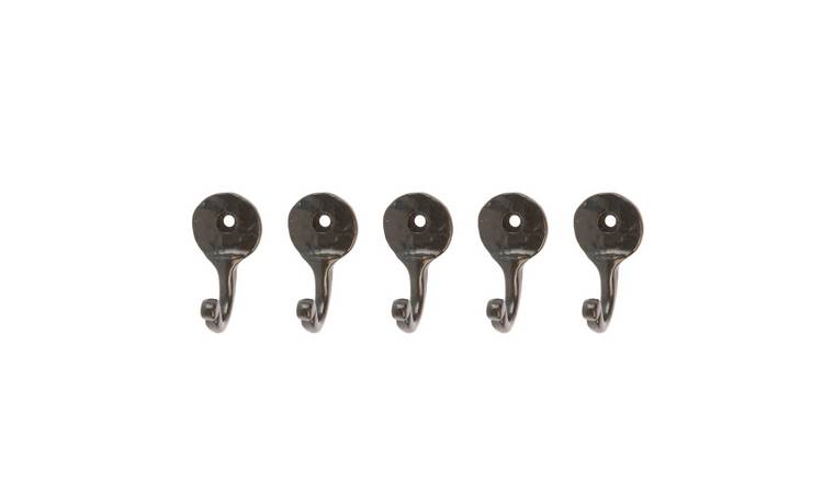 Hammer & Tongs Hammered Round Plate Single Hook - Set of 5