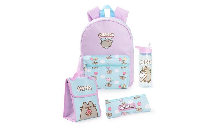 Pusheen Printed Kids Girls 4 Piece Backpack Set - Purple/Blue