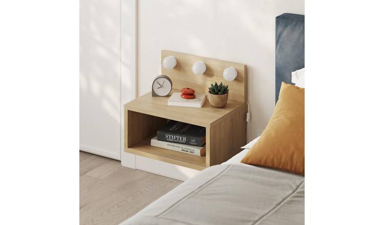 Decortie Treo Particleboard Wall-Mounted Bedside Unit - Oak