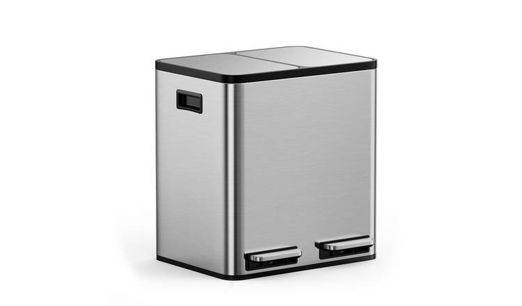 VonHaus 30L Stainless Steel Waste & Recycling Bin - Stainless Steel