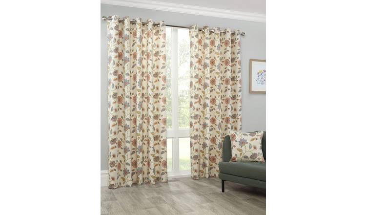 Sundour Shelley Fully Lined Floral Eyelet Curtains - 117cm x 137cm - Multi