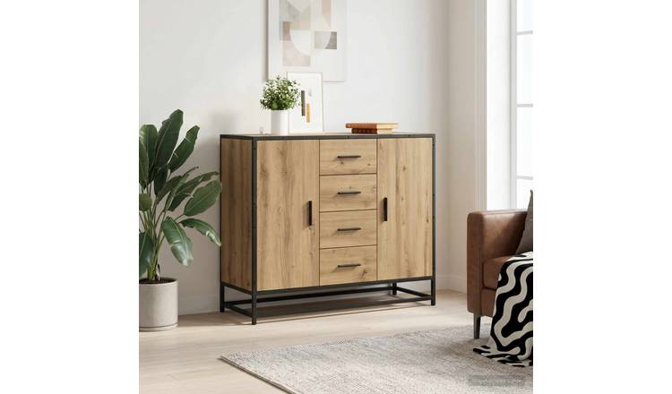 Walplus 2 Shelf Engineered Wood Sideboard - Artisan Oak - 92 x 35 x 76 cm
