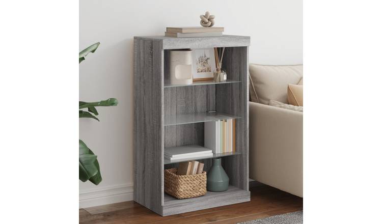 Walplus LED Engineered Wood Sideboard - Grey Sonoma - 60.5 x 37 x 100 cm