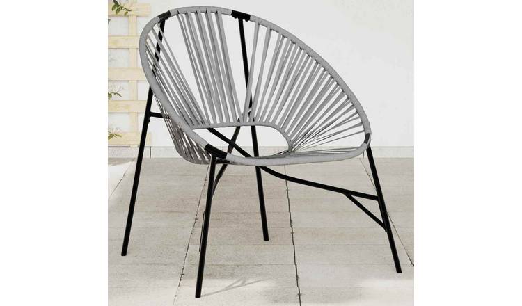 Walplus Poly Rattan Garden Egg Chair - Black and Light Grey - 77 x 68.5 x 82 cm
