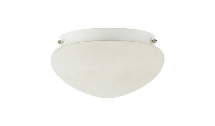 Happy Homewares White Alabaster Glass IP44 Bathroom Ceiling Light - 24cm