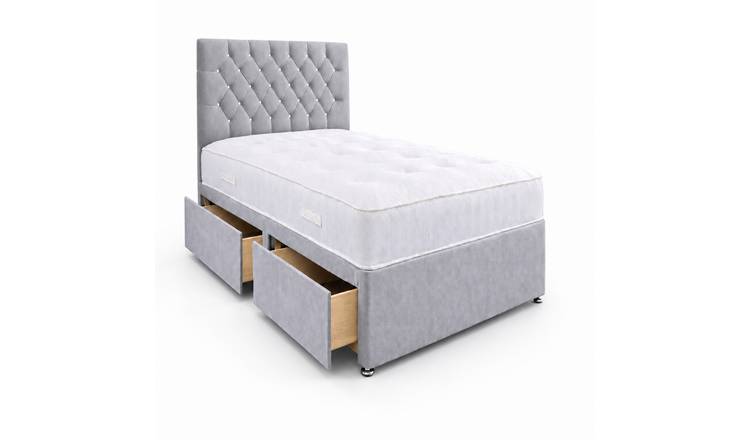Comfy Deluxe 6ft Super King     2 Drawer Velvet  Divan Bed Set -  Silver