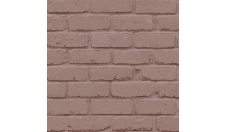 Fine Decor Brick Wall Wallpaper - Pink & Sage