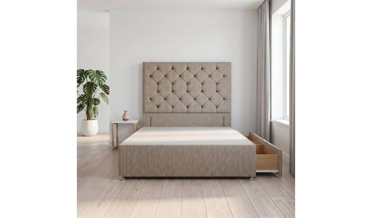 Somnior Diamante Tweed 5FT King 2 Drawer Divan Bed Base - Coffee