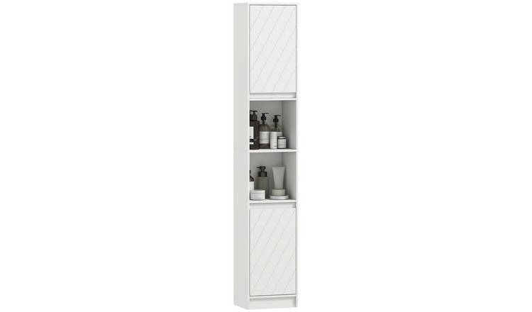HOMCOM Tall Bathroom Cabinet with Open Compartment - White