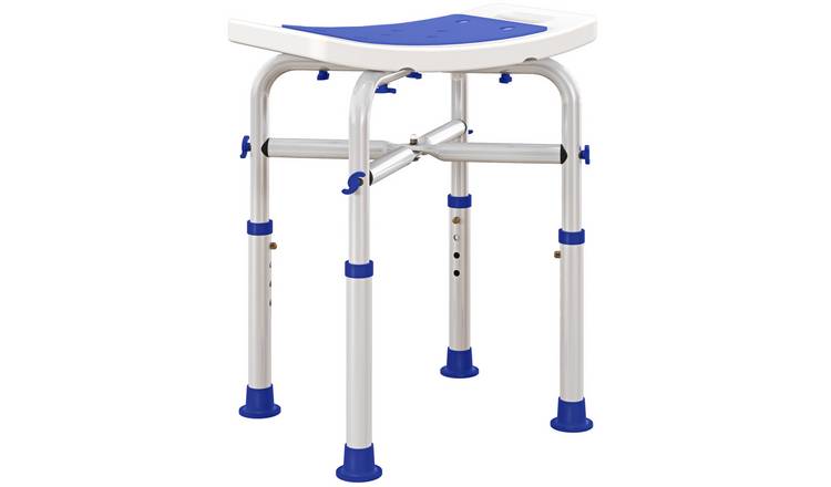 HOMCOM Adjustable Padded Shower Chair with Built in Handle - Purple